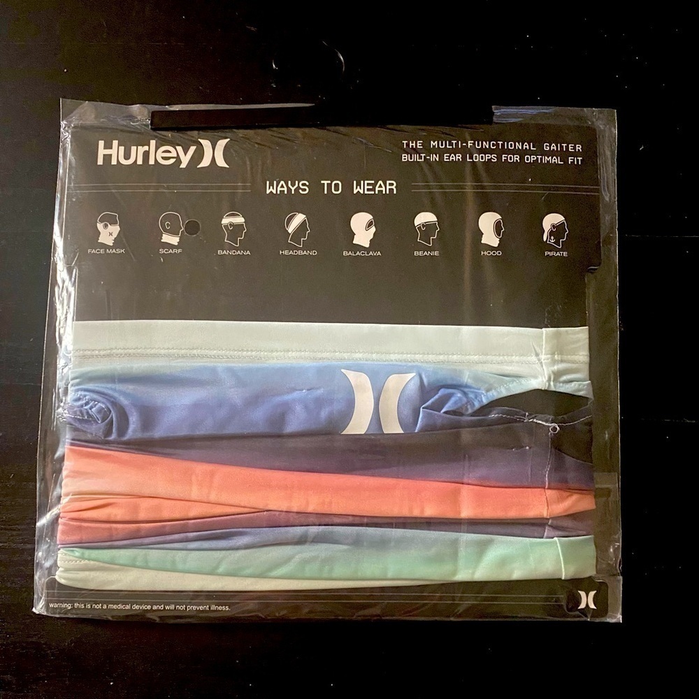 NWT-HURLEY-GAITER FACE MASK-MULTI COLOR